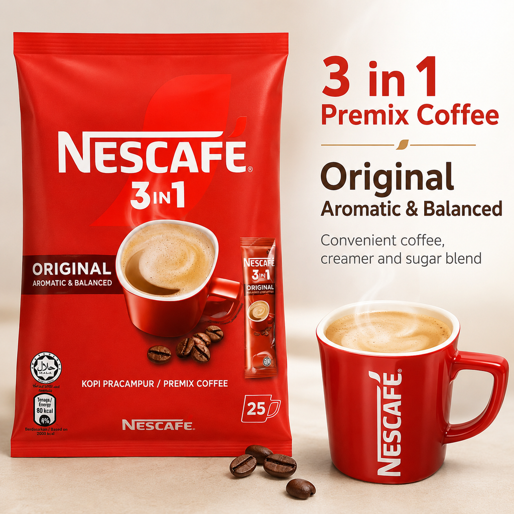 4 x 25 pack NESCAFE 3 in 1 Blend & Brew Original Instant Coffee 100 stick total