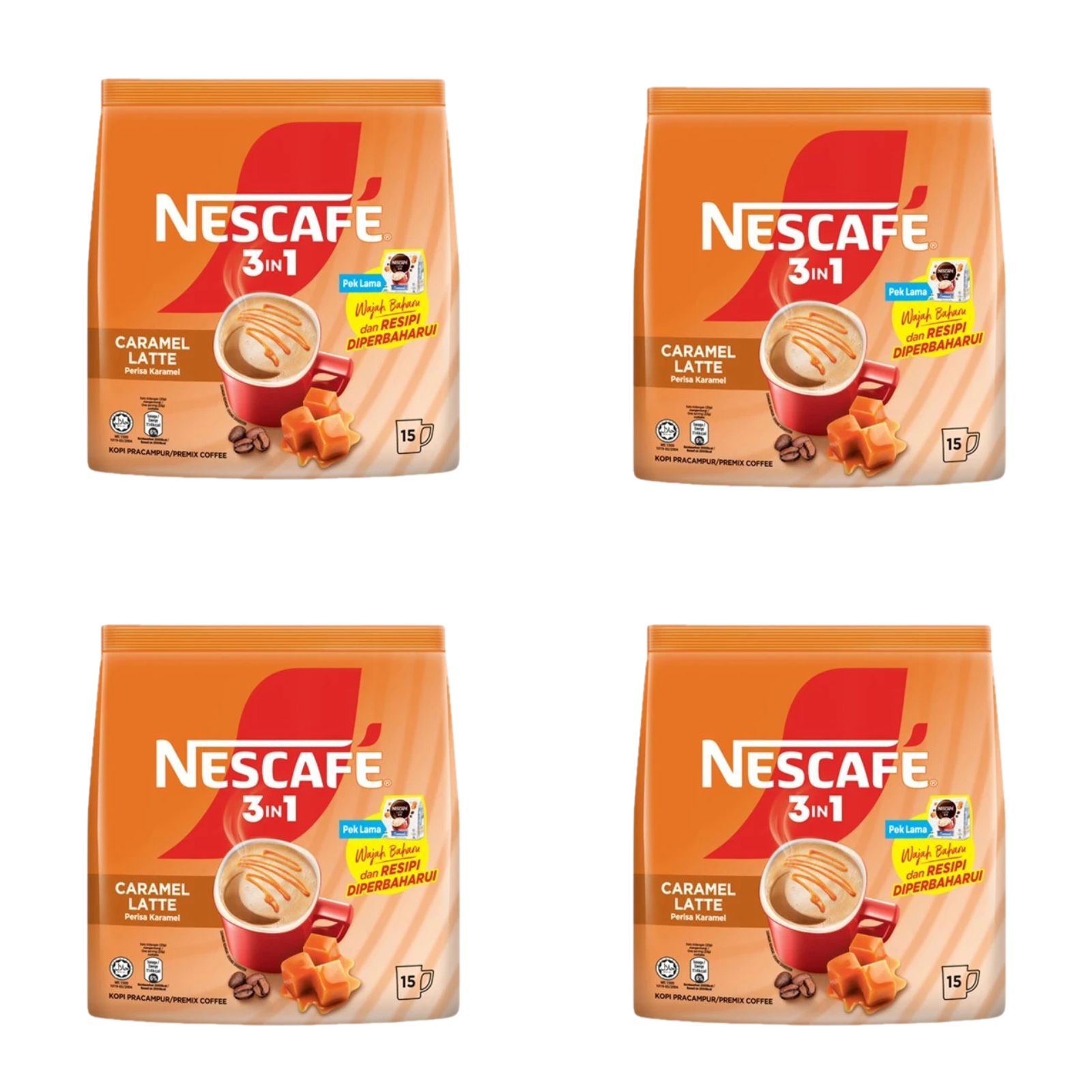 5 Packs NESCAFE 3in1 Caramel Latte Coffee Mix 75 Sticks 1725g Free Hazelnut1