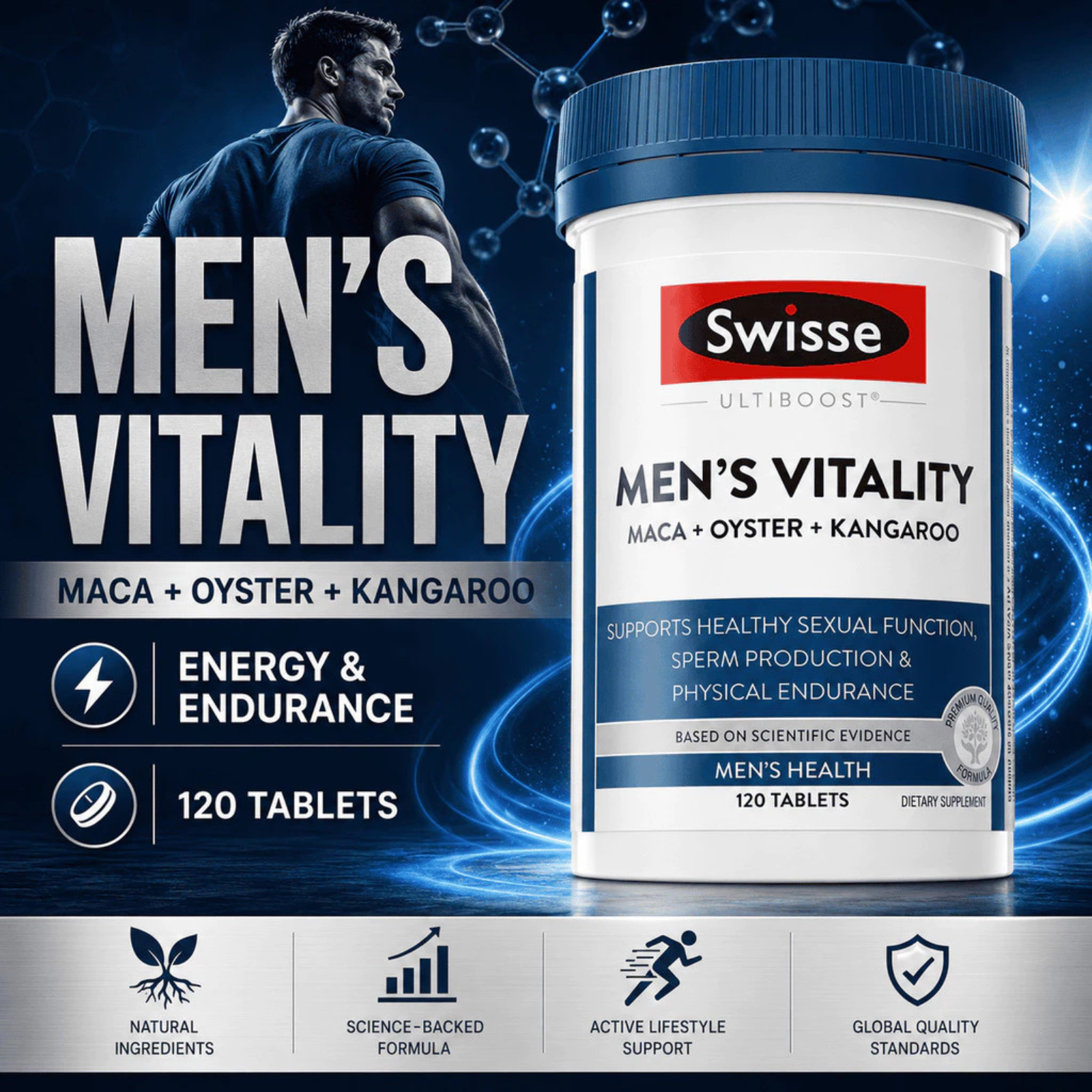 2 Bottles Swisse Ultiboost Mens Vitality Maca Oyster Kangaroo 240 Tablets4
