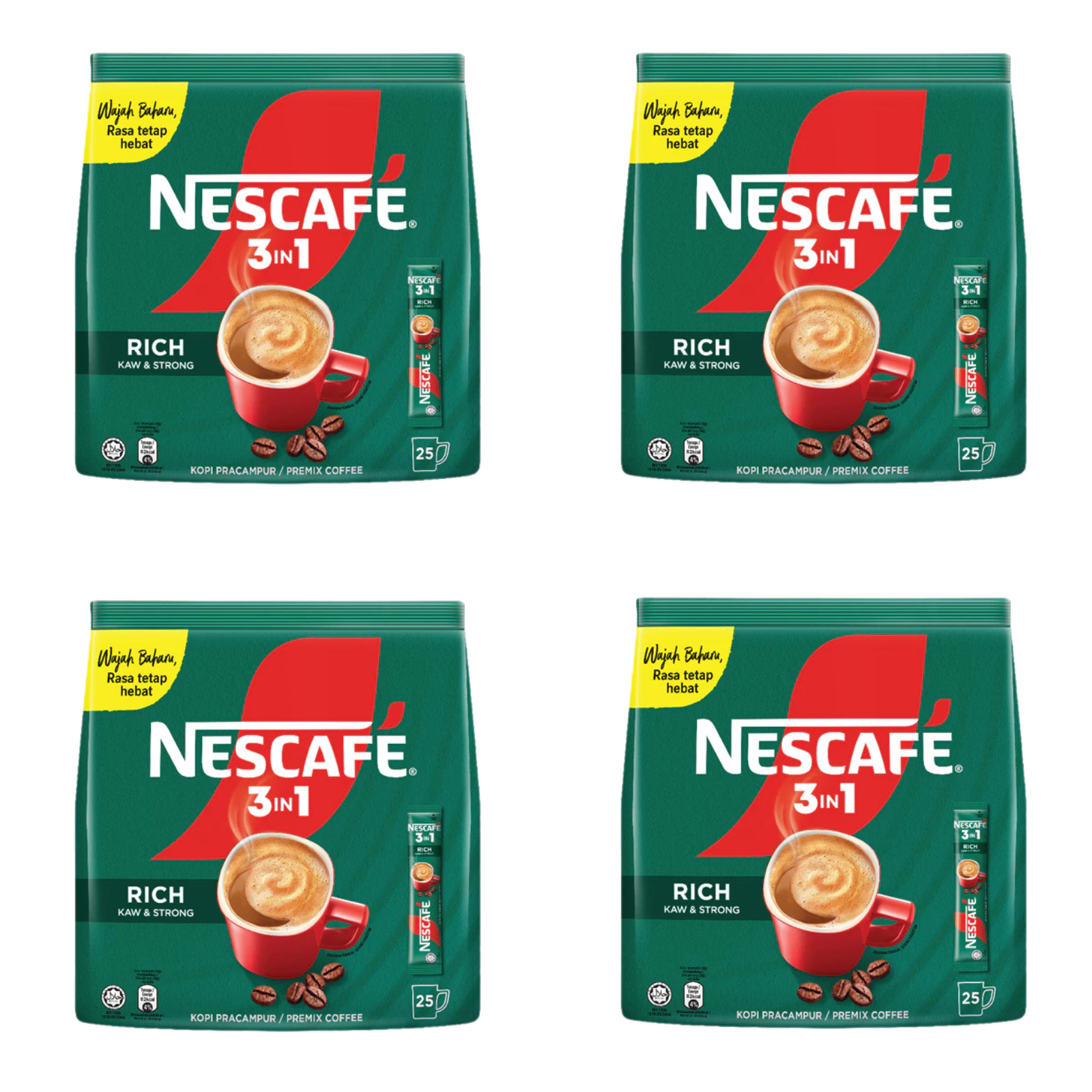 4 Packs Nescafe 3in1 Rich Strong Instant Coffee Mix 100 Sticks 1800g | EXPRESS1