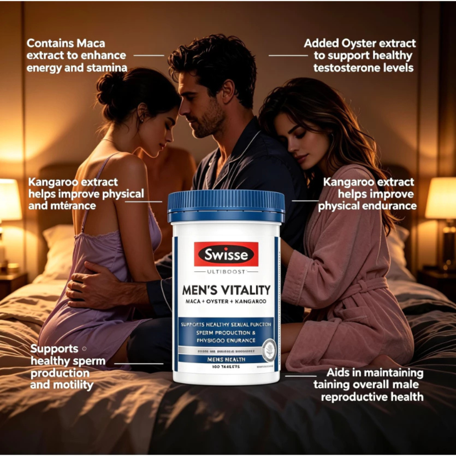 2 Bottles Swisse Ultiboost Mens Vitality Maca Oyster Kangaroo 240 Tablets11