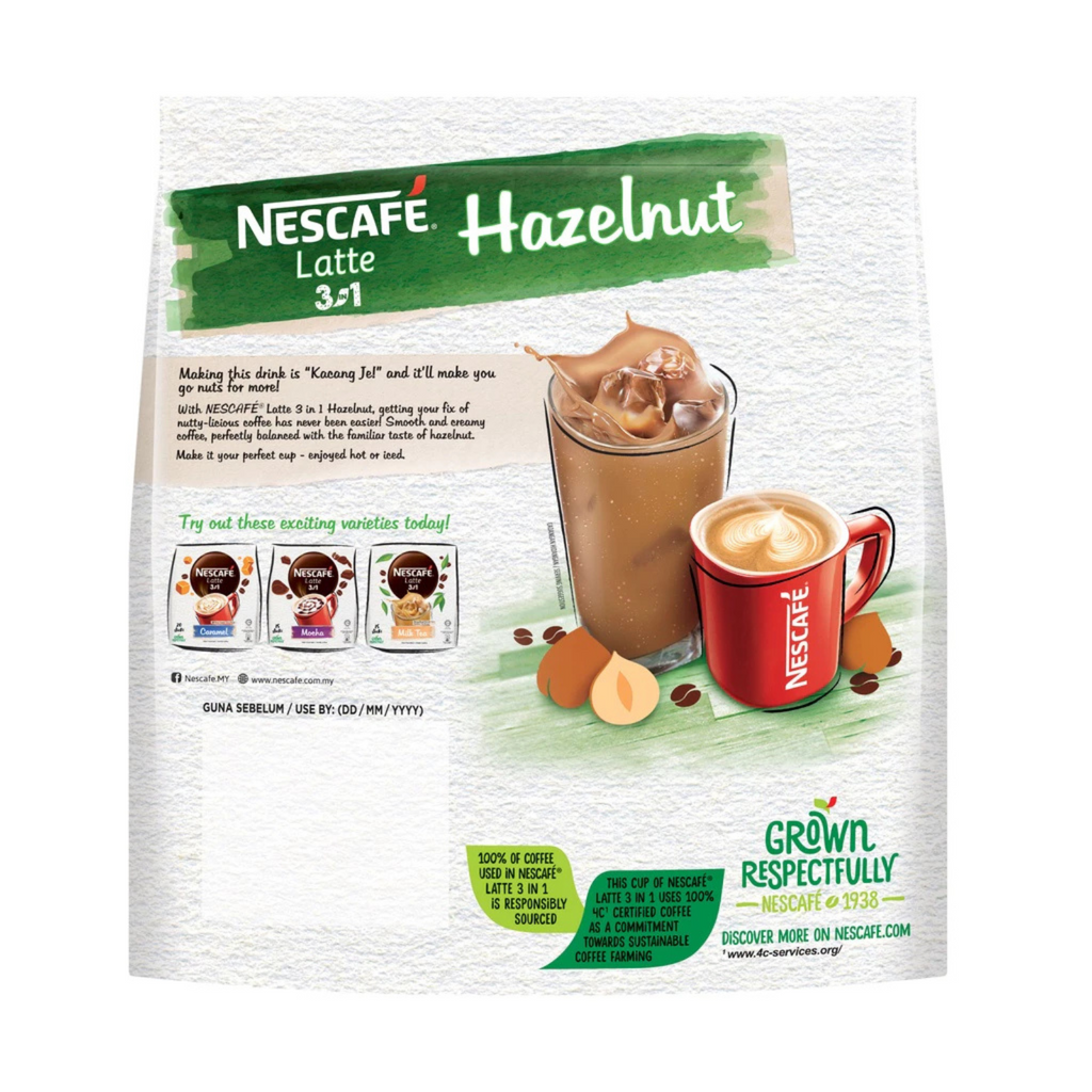 5 Packs NESCAFE 3in1 Hazelnut Instant Coffee Mix 75 Sticks 1725g Free Caramel4