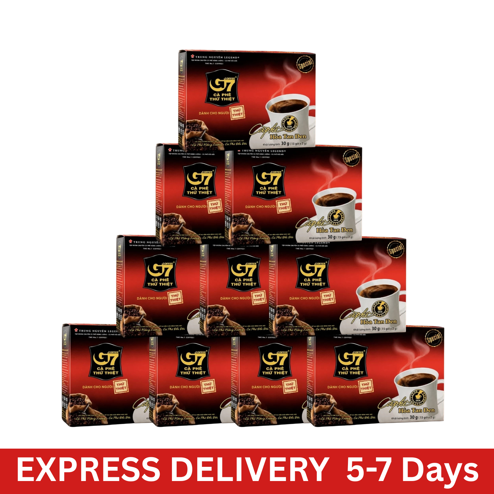 10x G7 Instant Black Coffee 150 Sachets 300g Original Vietnamese Coffee No Sugar0
