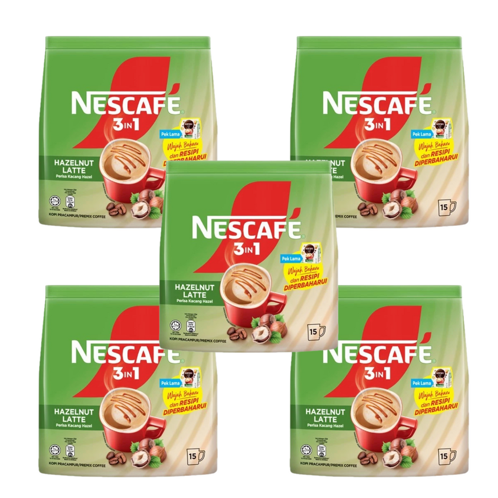 5 Packs NESCAFE 3in1 Hazelnut Instant Coffee Mix 75 Sticks 1725g Free Caramel1