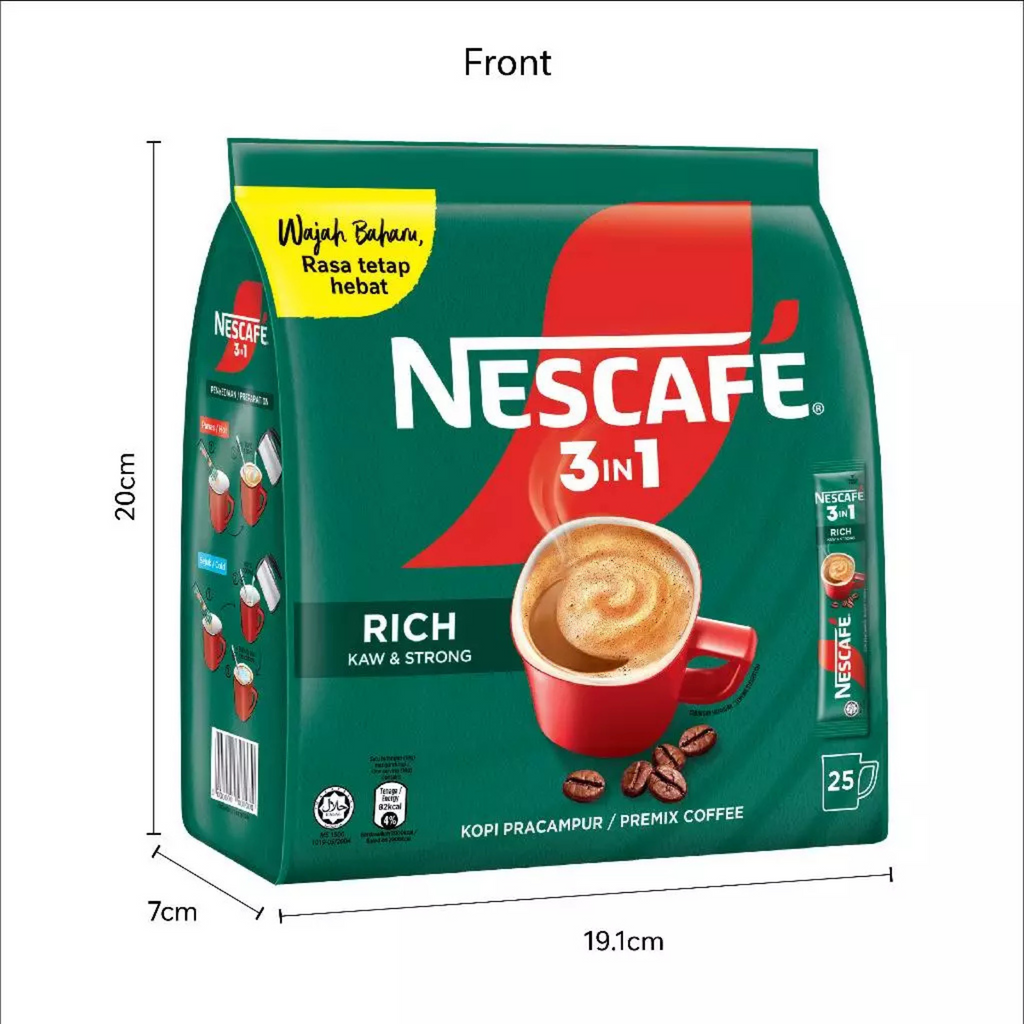 4 Packs Nescafe 3in1 Rich Strong Instant Coffee Mix 100 Sticks 1800g | EXPRESS4