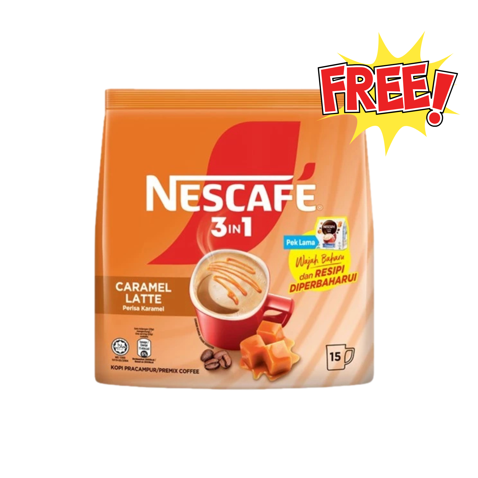 5 Packs NESCAFE 3in1 Hazelnut Instant Coffee Mix 75 Sticks 1725g Free Caramel2