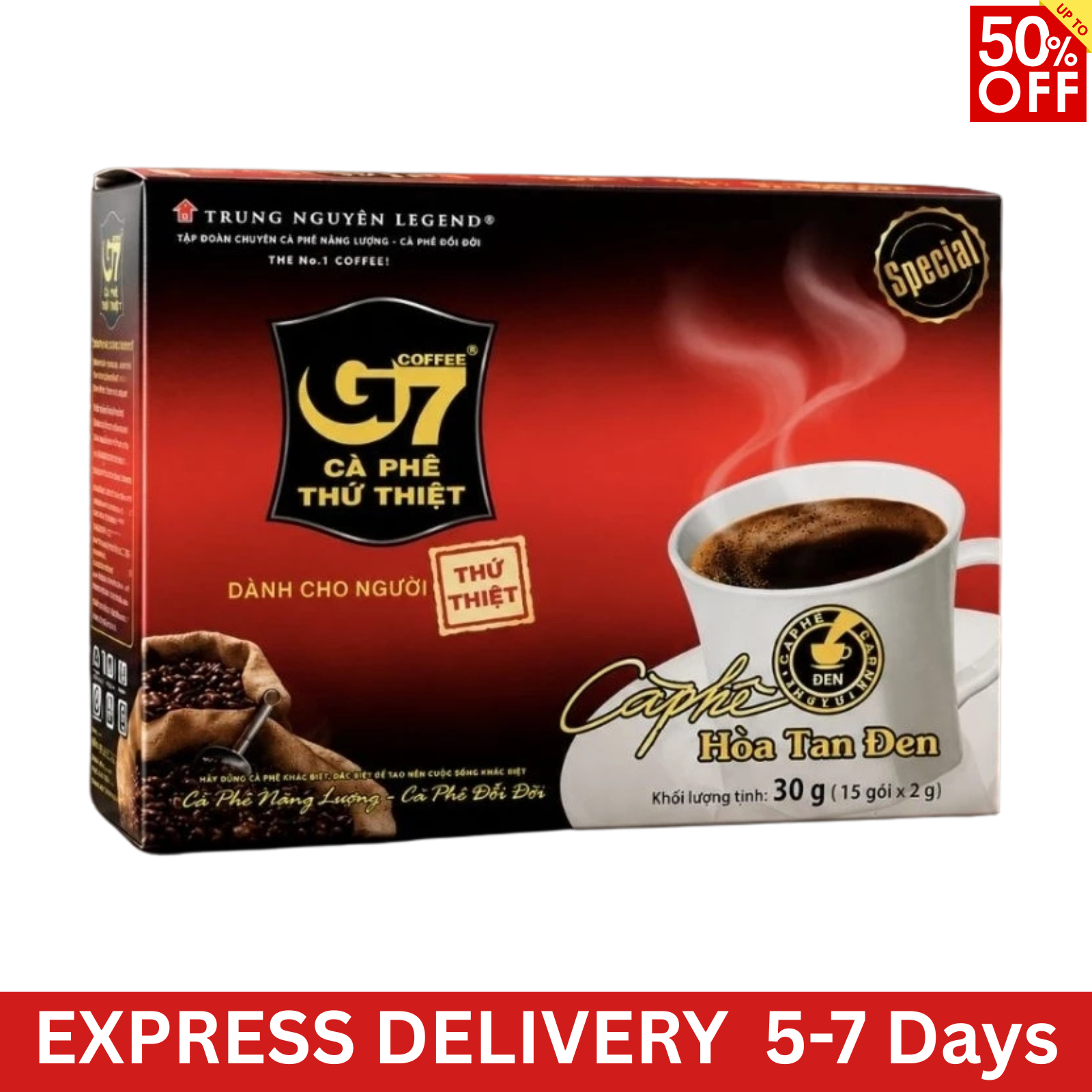 G7 Instant Black Coffee 15 Sachets 30g Original Vietnamese Coffee No Sugar0